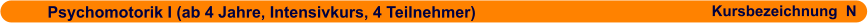 Psychomotorik I (ab 4 Jahre, Intensivkurs, 4 Teilnehmer)                      Kursbezeichnung  N