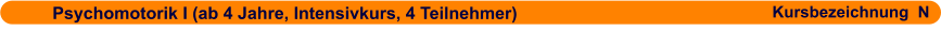 Psychomotorik I (ab 4 Jahre, Intensivkurs, 4 Teilnehmer)                      Kursbezeichnung  N