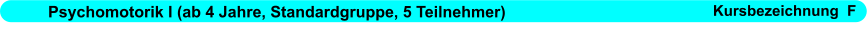 Psychomotorik I (ab 4 Jahre, Standardgruppe, 5 Teilnehmer)                      Kursbezeichnung  F
