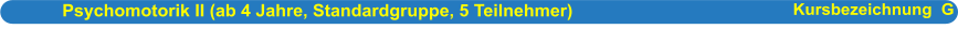 Psychomotorik II (ab 4 Jahre, Standardgruppe, 5 Teilnehmer)                      Kursbezeichnung  G